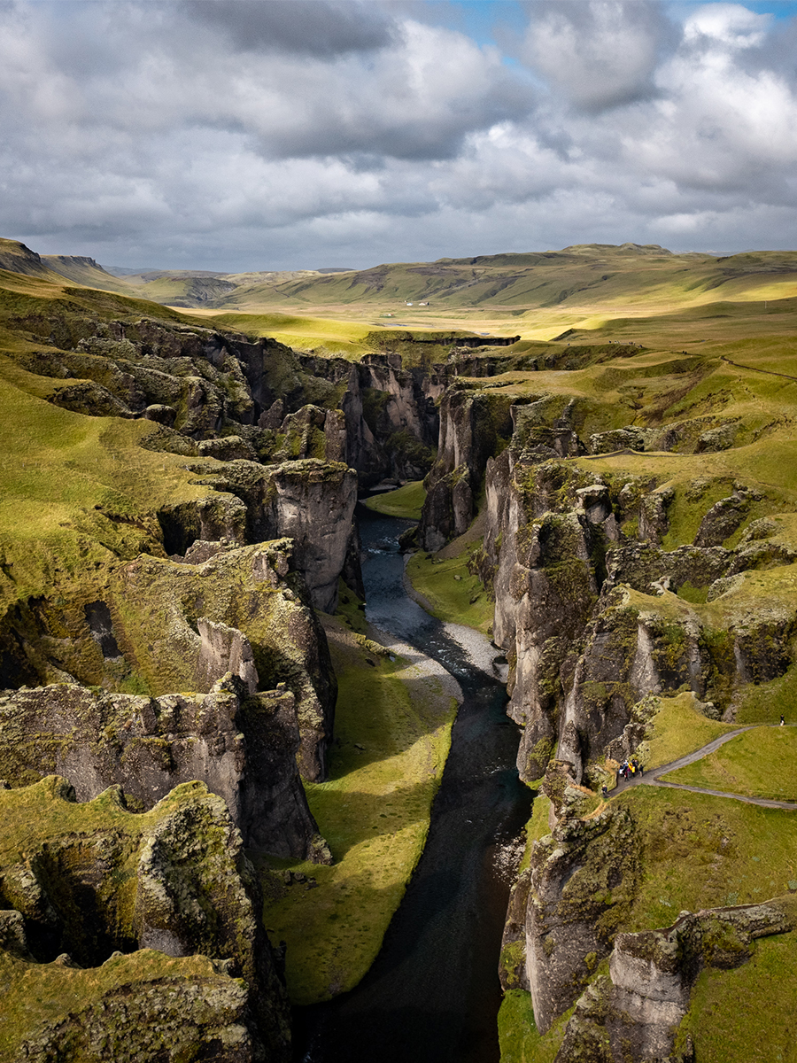 Fjadrargljufur, ijsland, Drone fotografie